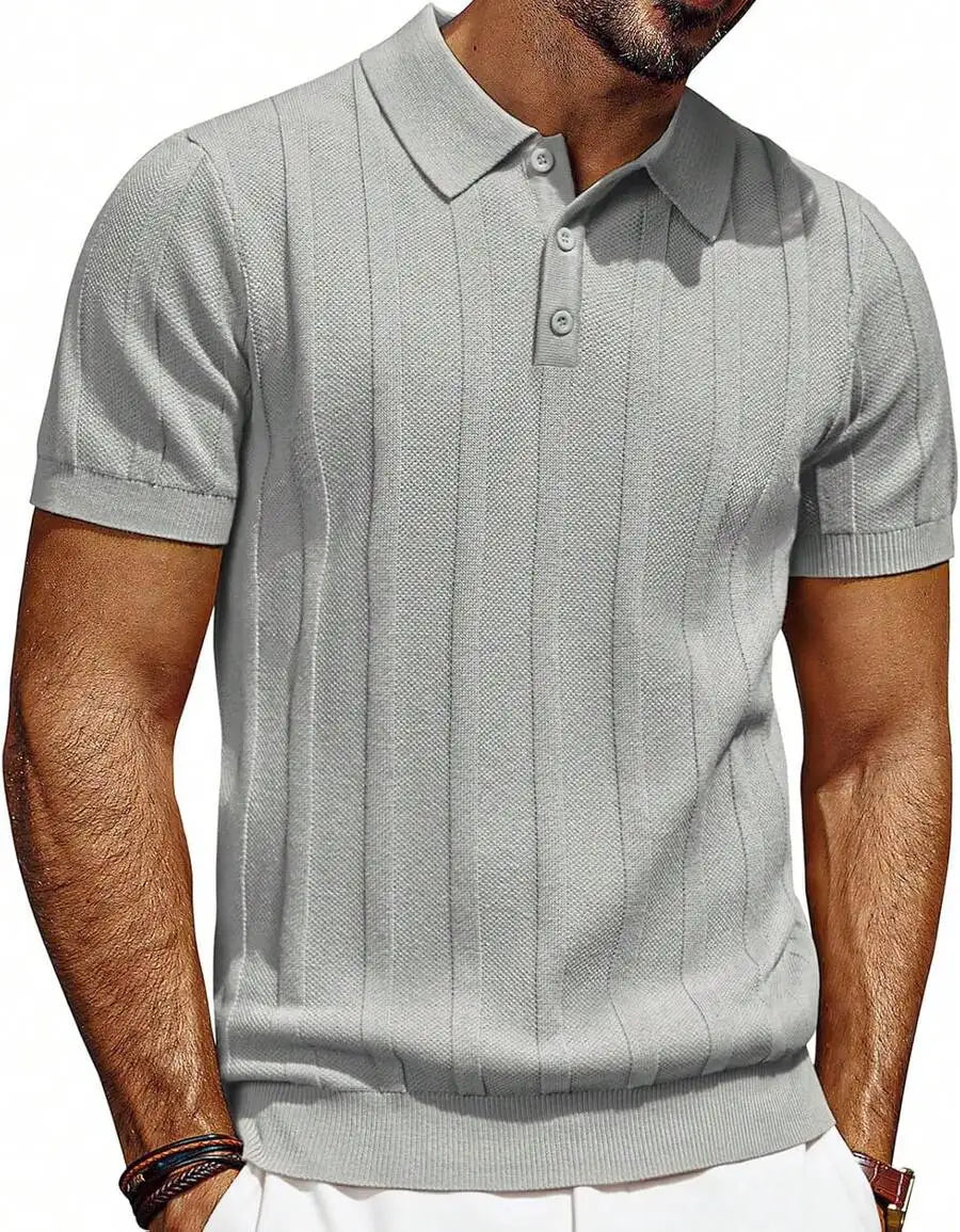 Mens Short Sleeve Textured Knit Shirt.