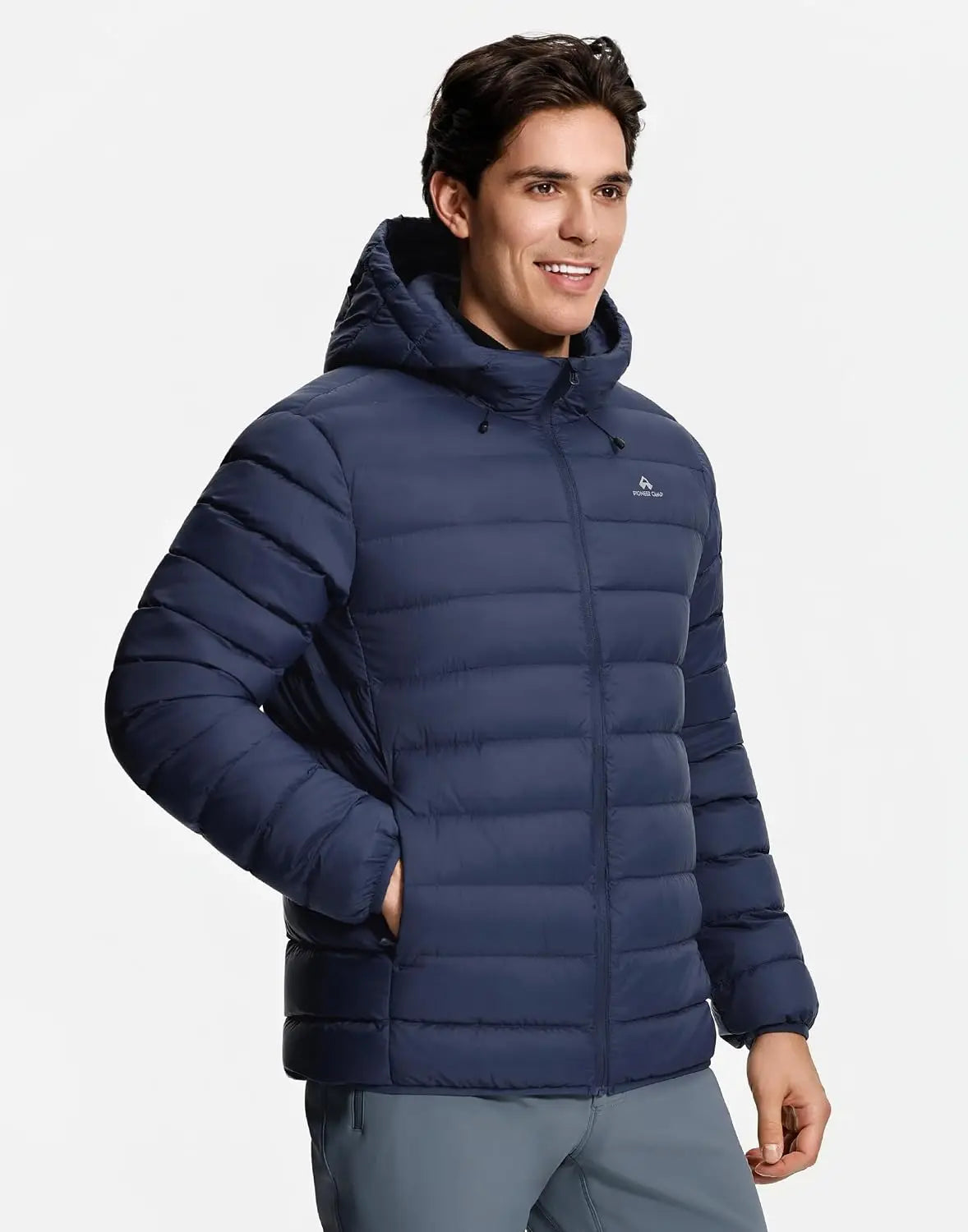 Men's Down Puffer Jacket with Hood.