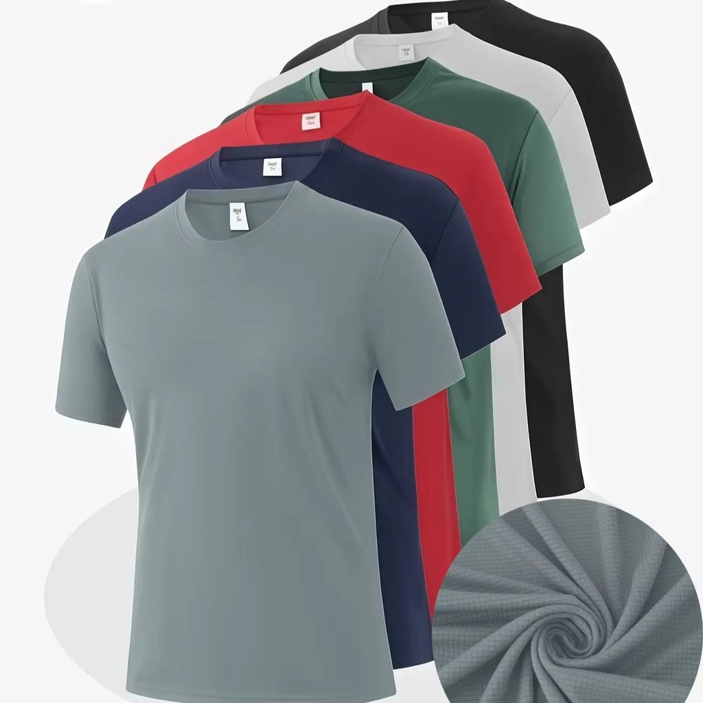 6-Pack Men's Breathable Polyester Crew Neck T-Shirts.