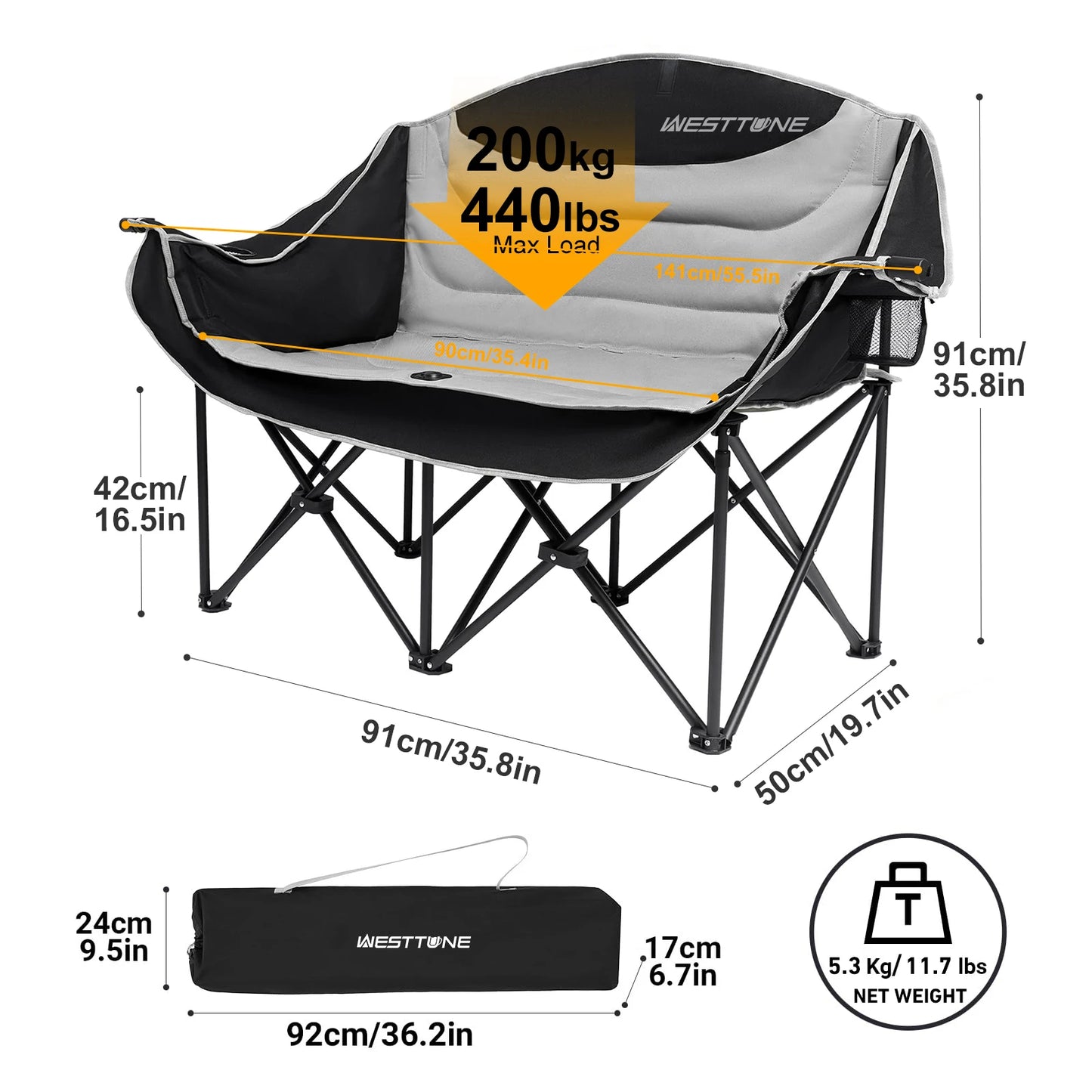 Heavy Duty Outdoor Double Camping Chair