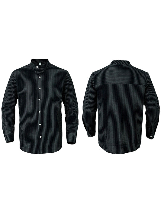 Men's Fit Striped Solid Color Button Down Shirts with Long Sleeves.