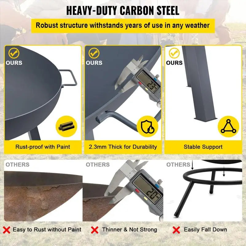 34-Inch Diameter Round Carbon Steel Fire Bowl.