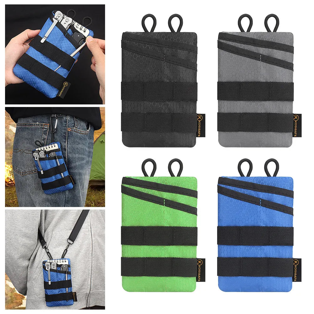 Compact foldable EDC tool storage pouch by Your Outdoors n' More, featuring multiple compartments for organizing small tools.