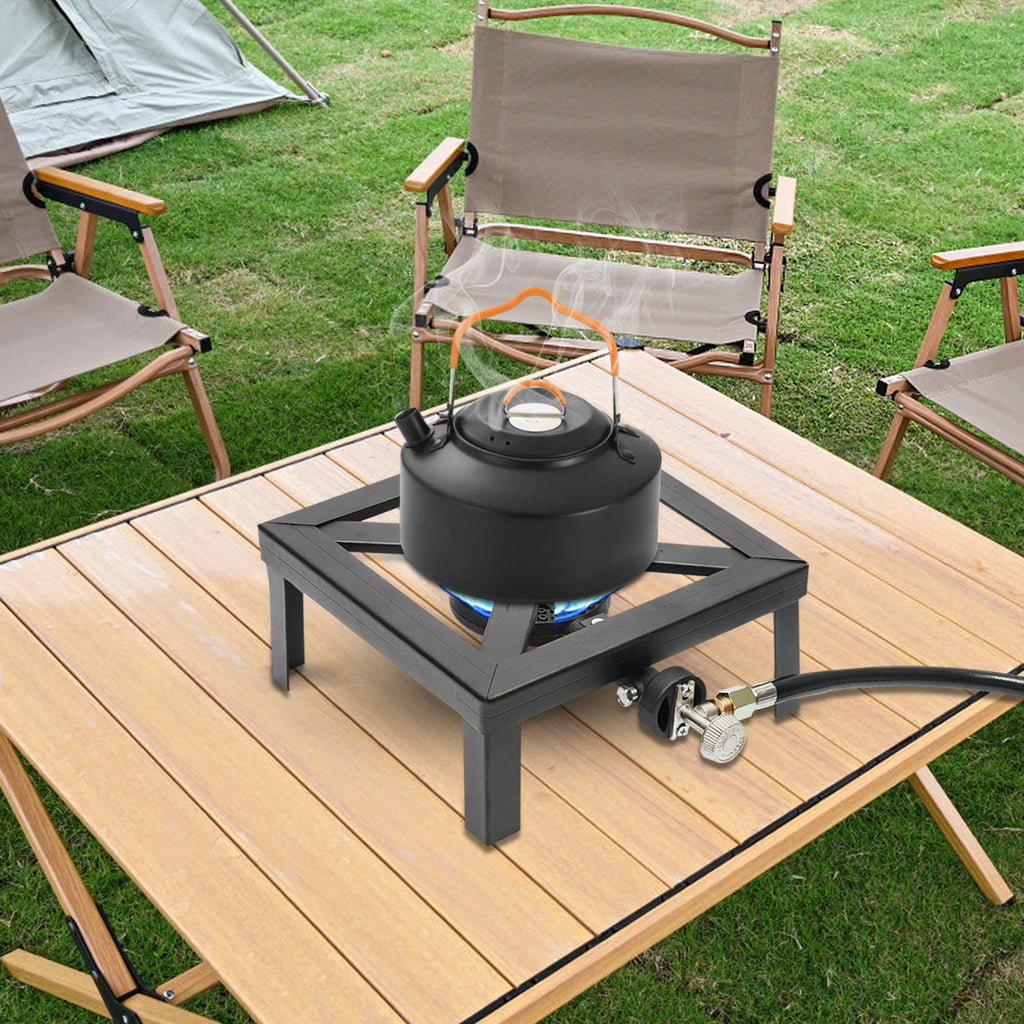 Your Outdoors n' More camping stove burner with metal control knob and compact design for outdoor cooking.