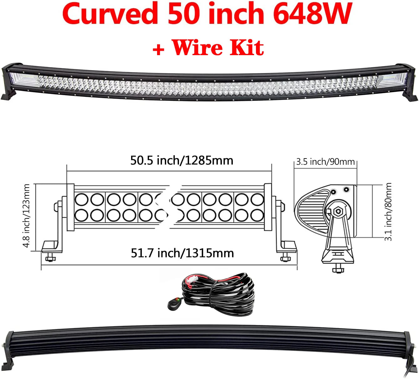 LED light bar from Your Outdoors n' More, available in 22, 32, 42, 52 inches with 675W and 540W options for off-road vehicles.