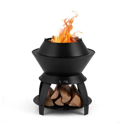 20 Inch Patio Fire Pit with Pot Holder and Storage Shelf.