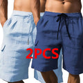 2PCS Men's Outdoor Shorts with Drawstring Elastic Waist.