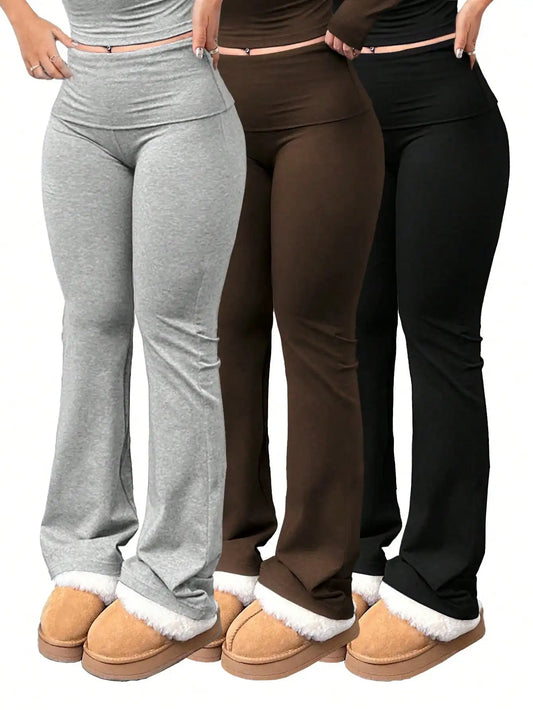 Women's High-waisted Flared Pants 3 Pairs/set.