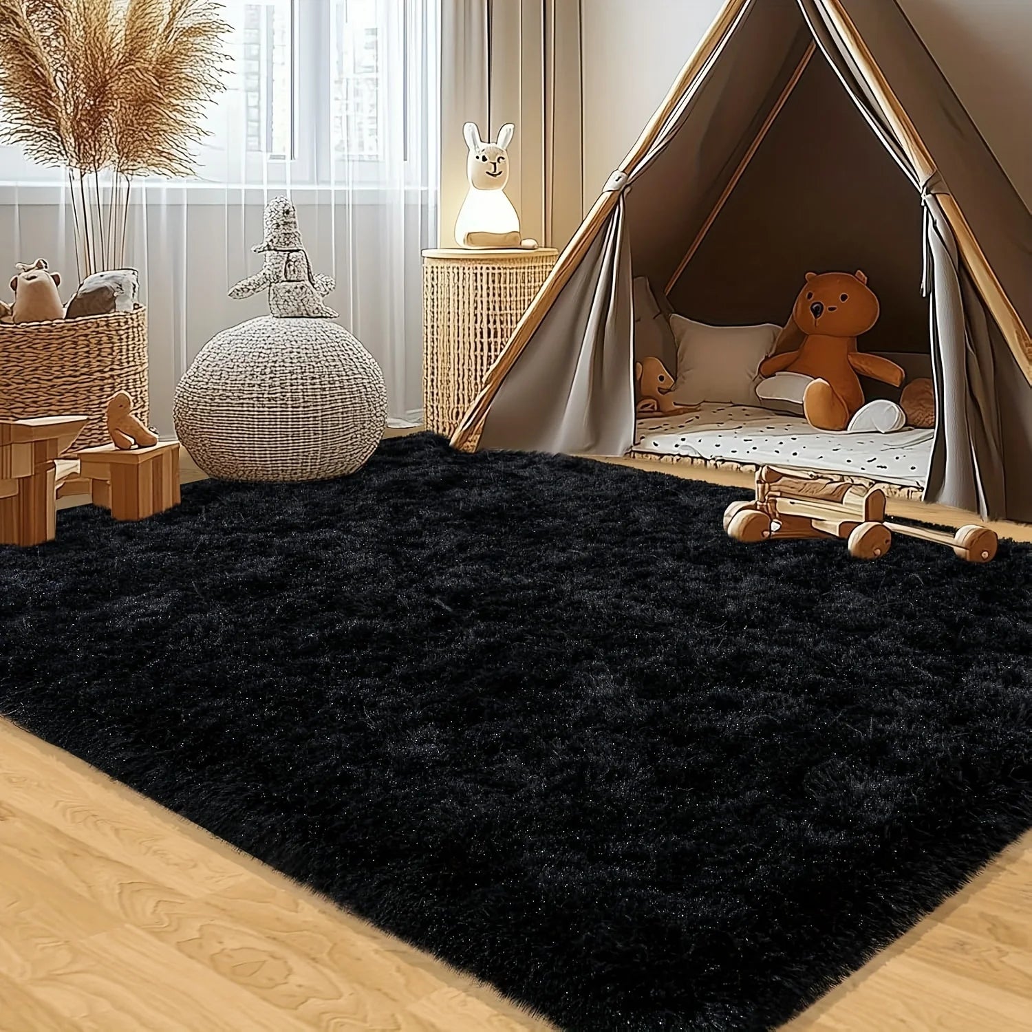 Large plush area rug.