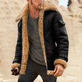 Men Plus Size Winter Scrub Leather Jackets Long Sleeve Fleece Lined Leather Jacket Vintage Thicken Padded Windbreaker Outwears