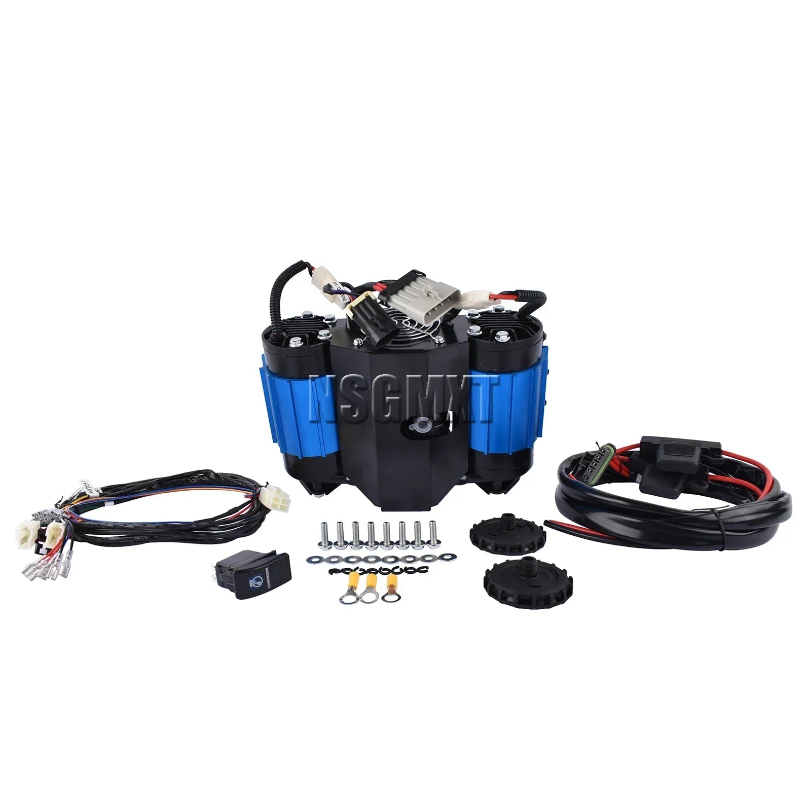 Twin Air Compressor High Output from Your Outdoors n' More, showcasing the compact design and high-performance air tool for outdoor use.