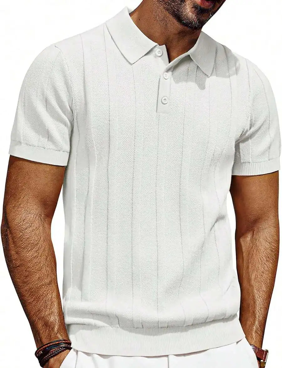 Mens Short Sleeve Textured Knit Shirt.