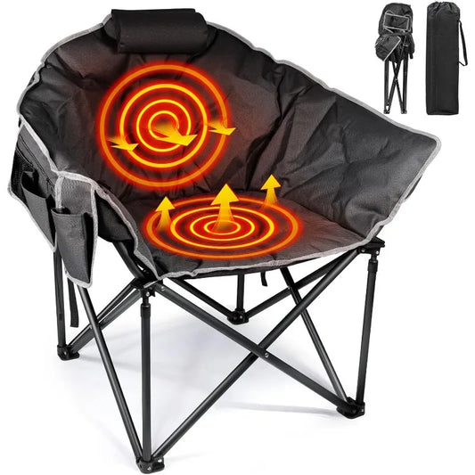 Heated Camping Chair W/3 Heat Levels for Back & Seat