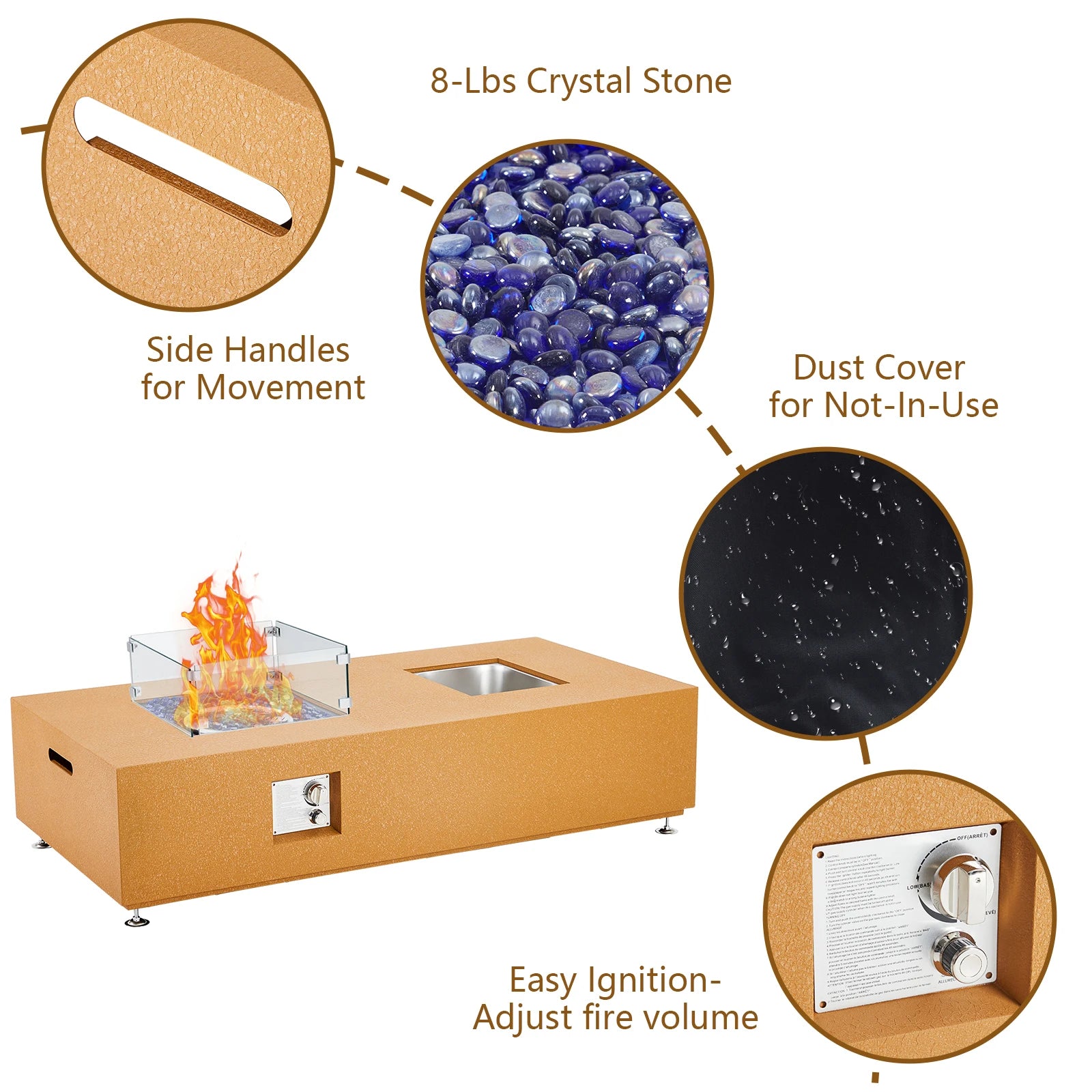 56'' Low Propane Fire Table with Groove.