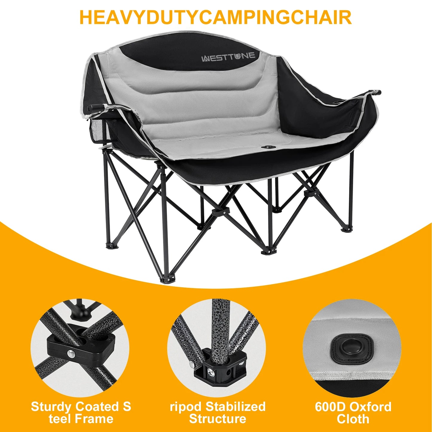 Heavy Duty Outdoor Double Camping Chair