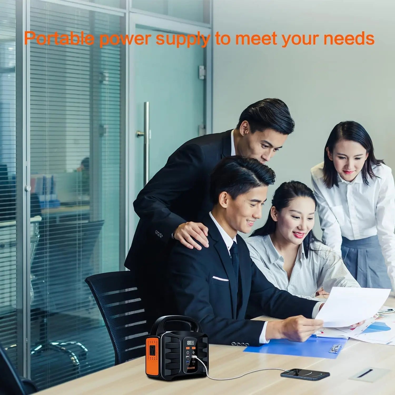 Portable power station with 110V AC outlet, USB-C PD port, and digital display, designed for outdoor use by Your Outdoors n' More.