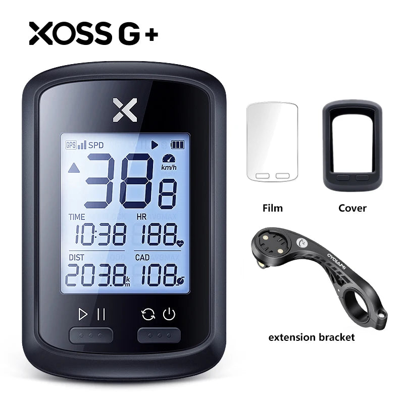 Wireless GPS bicycle computer with speedometer display, tracking cycling distance and speed for outdoor enthusiasts.