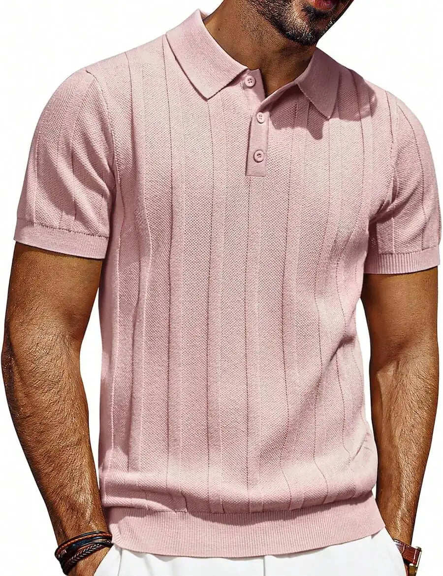 Mens Short Sleeve Textured Knit Shirt.