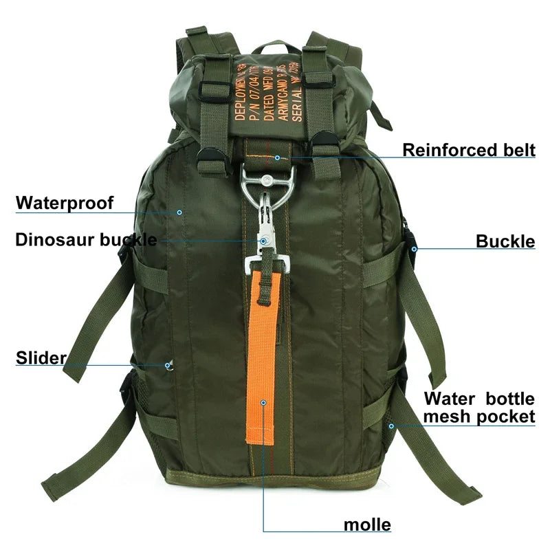 Travel hiking backpack by Your Outdoors n' More showing adjustable shoulder straps, multiple compartments, and durable fabric.