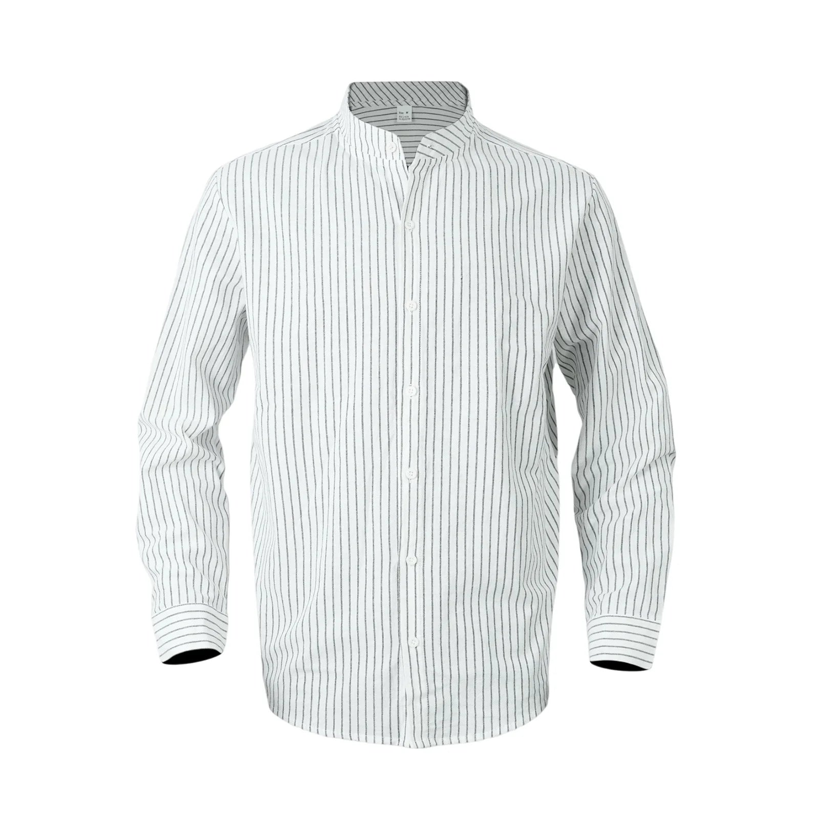 Men's striped solid color button-down shirt with long sleeves by Your Outdoors n' More, displayed on a hanger.