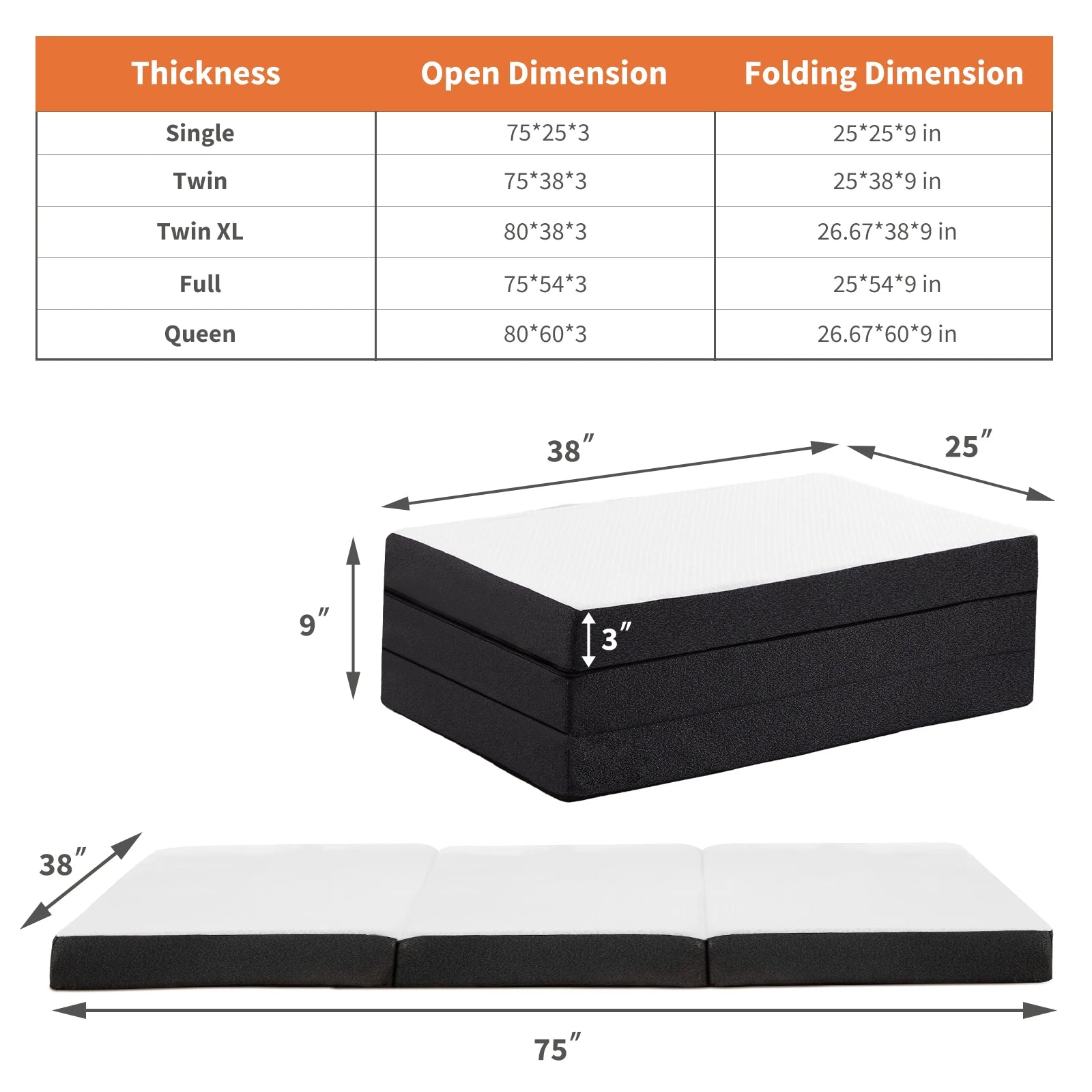 Tri-fold memory foam mattress from Your Outdoors n' More, showing soft, plush surface and foldable design for easy storage and transport.