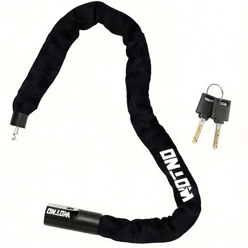 Your Outdoors n' More 3.3 ft anti-theft bicycle lock with two keys, shown coiled with keyhole visible for secure bike protection.