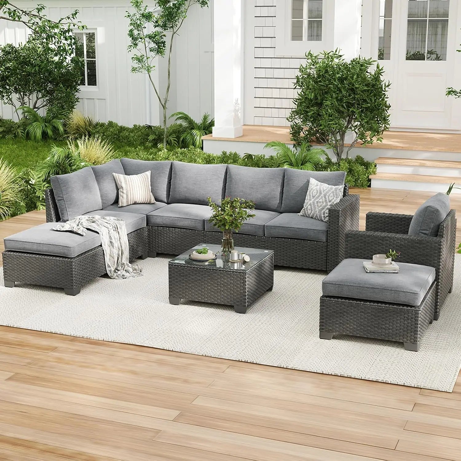 Outdoor patio sectional sofa set by Your Outdoors n' More, featuring cushioned seats and a stylish, modern design for outdoor lounging.
