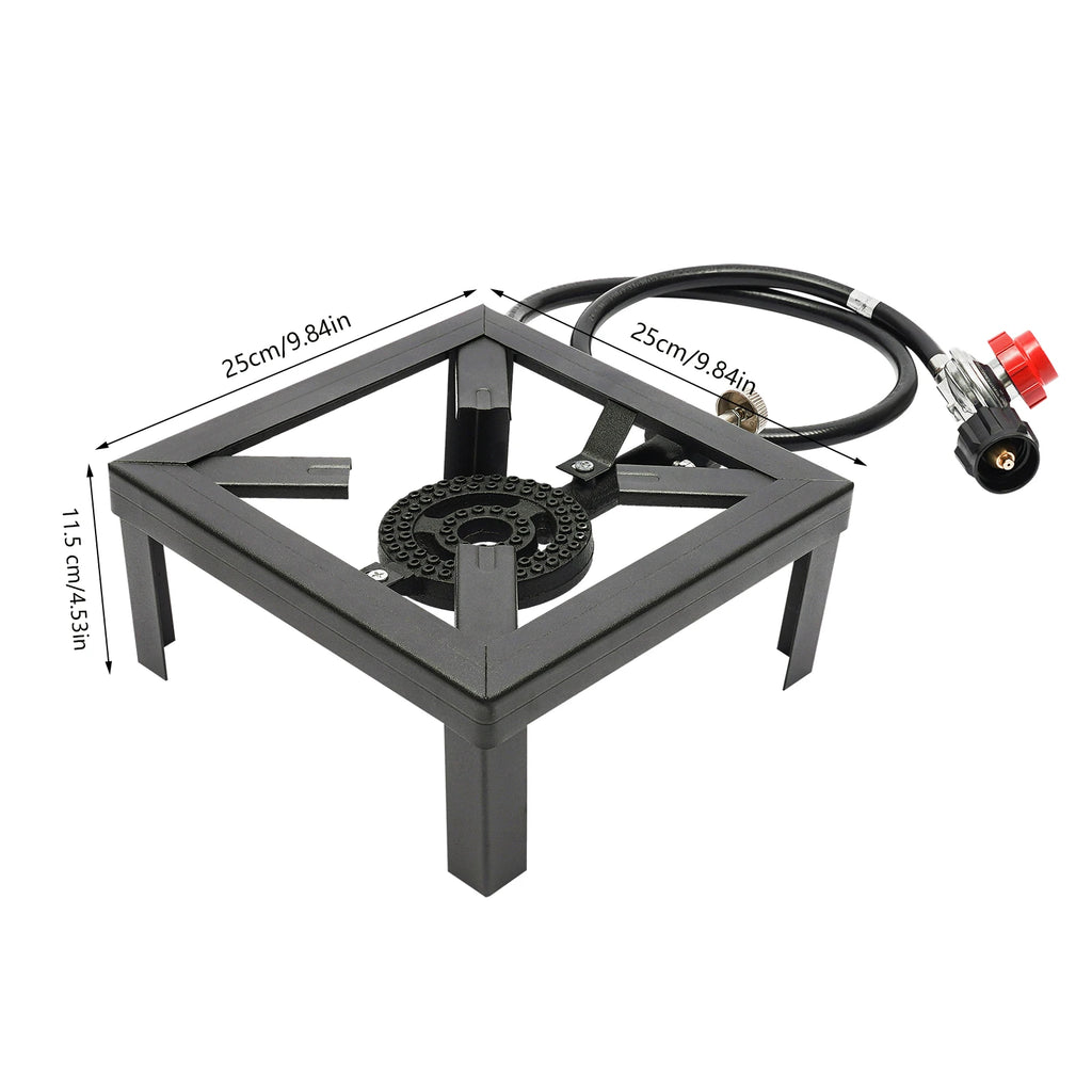 Outdoor camping stove burner by Your Outdoors n' More, showing the compact metal burner with control knob for outdoor cooking.