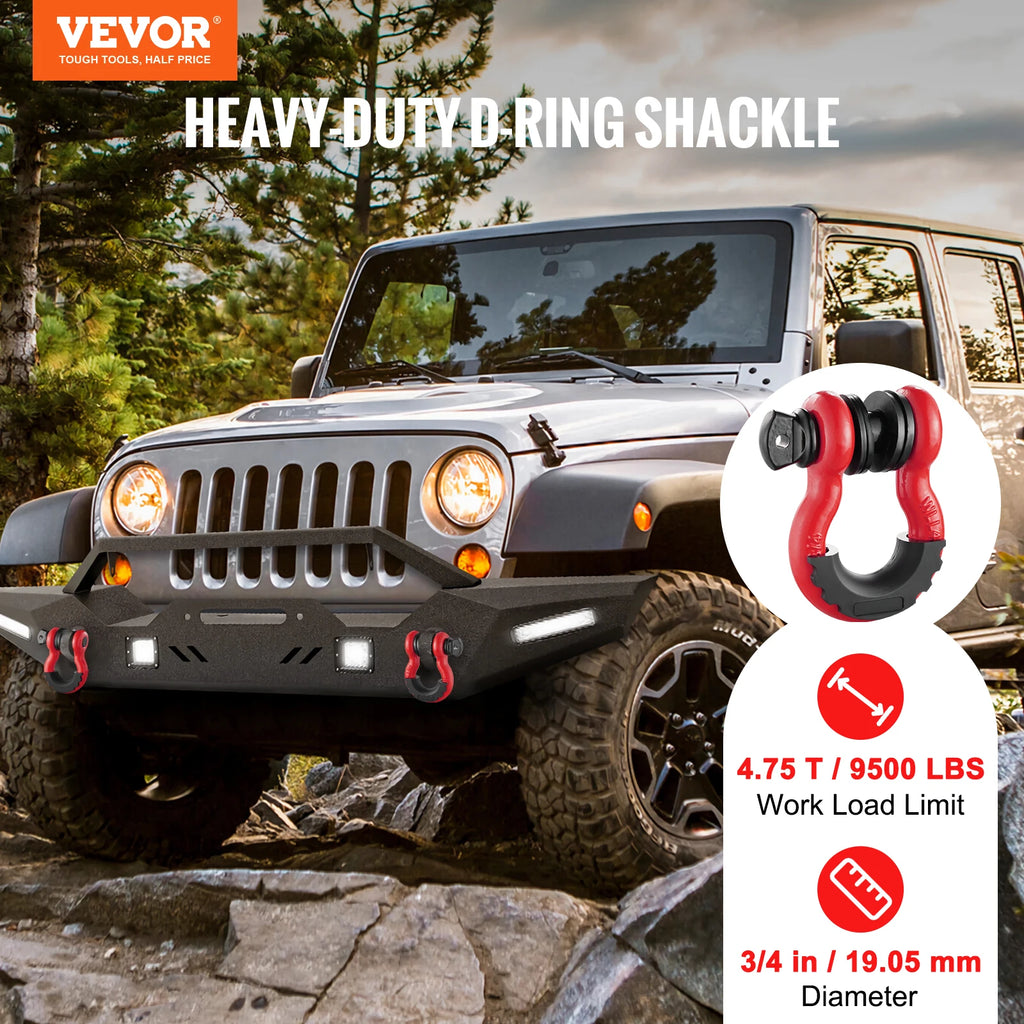 Two heavy-duty 3/4-inch D-Ring shackles from Your Outdoors n' More with 6,2832 lbs break strength, made of durable metal.