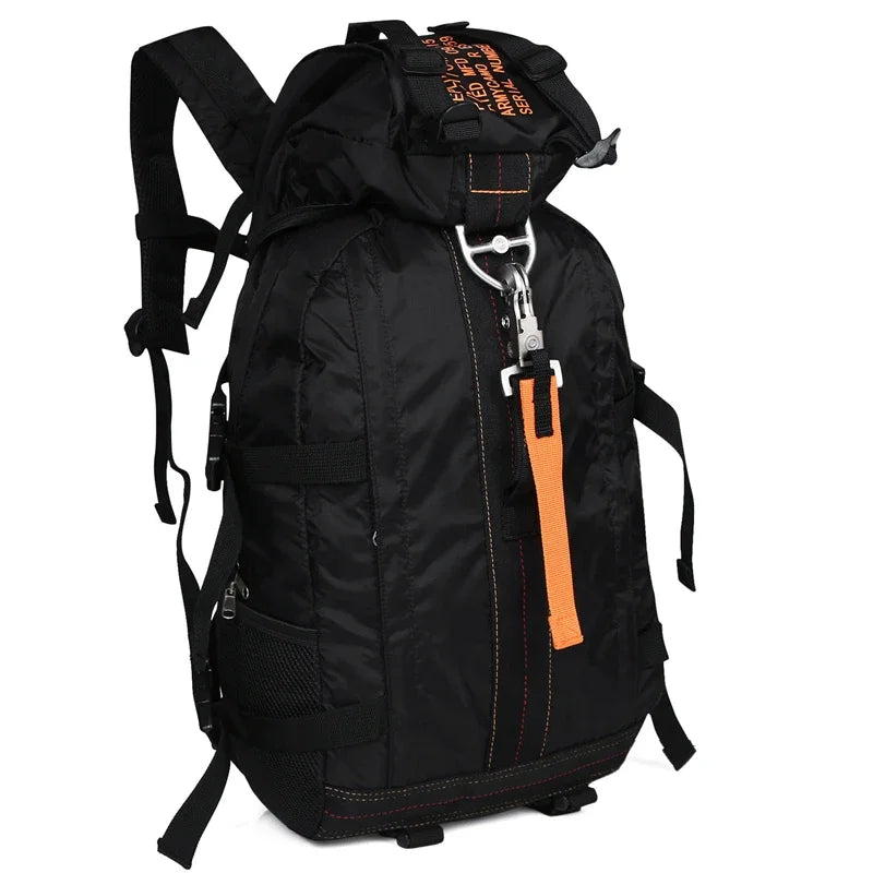 Travel hiking backpack by Your Outdoors n' More featuring adjustable straps, multiple compartments, and durable outdoor fabric.