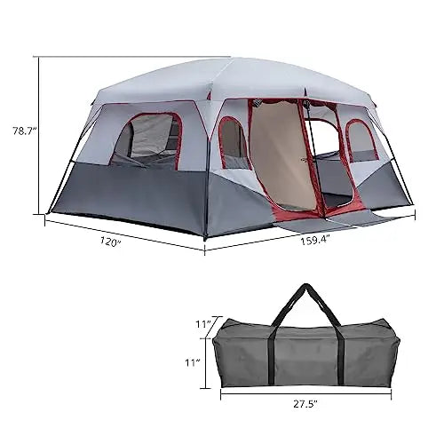 10-Person Cabin Tent With Two Doors.