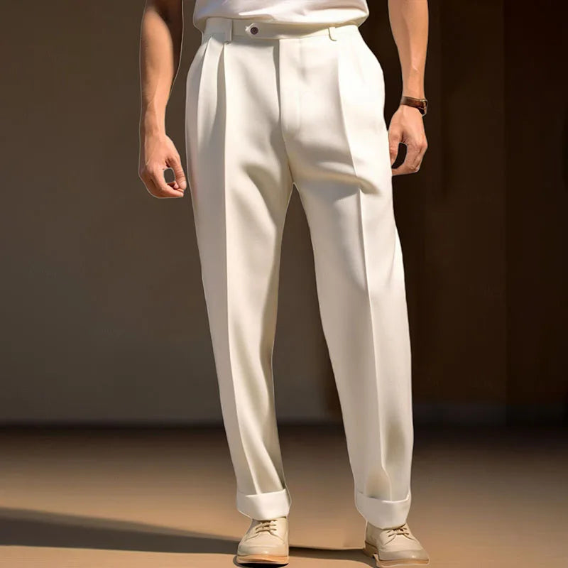 Men's fit dress pants by Your Outdoors n' More, showing tailored black formal trousers with belt loops and classic crease design.
