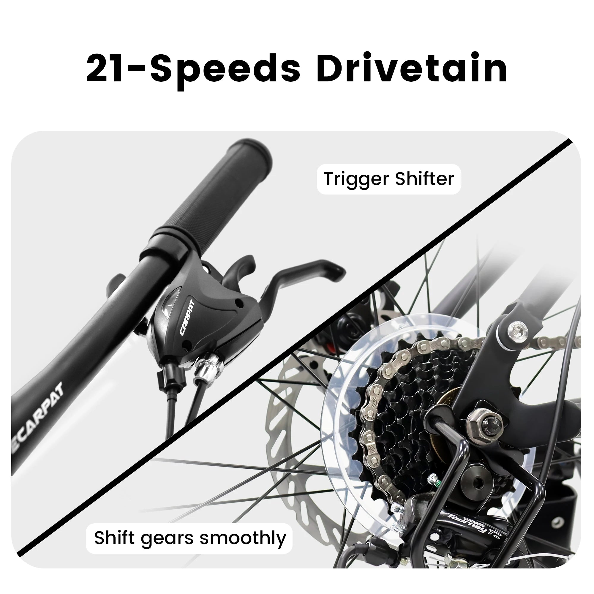 Ecarpat dual full suspension mountain bike with 24-27.5 inch wheels, 21-speed gears, disc brakes, suitable for men, women, teens, and kids