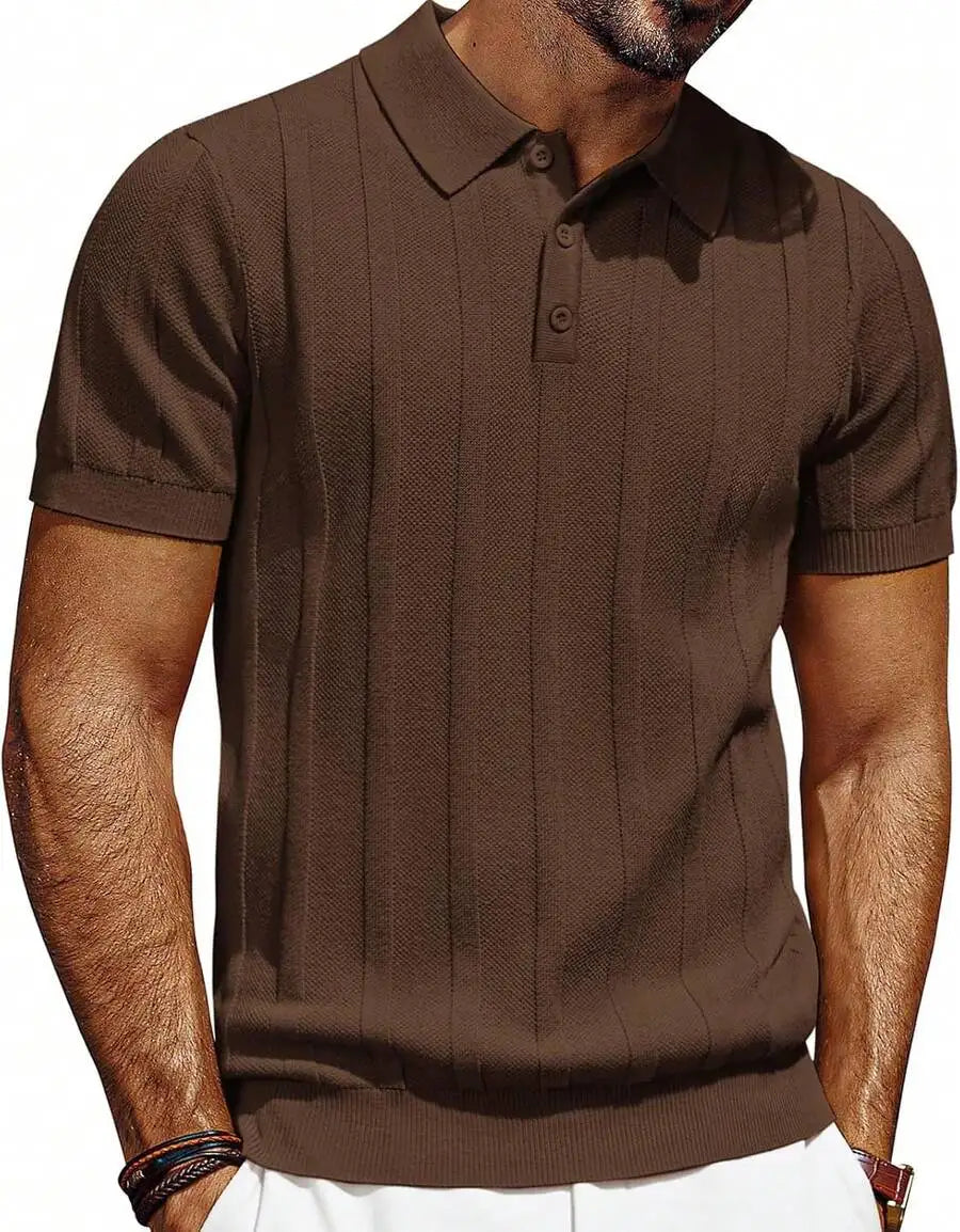 Mens Short Sleeve Textured Knit Shirt.