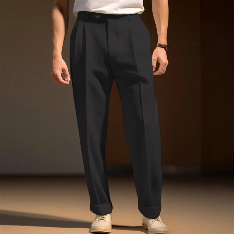 Men's fit dress pants from Your Outdoors n' More, tailored fit, dark fabric, side pockets, suitable for formal or business attire