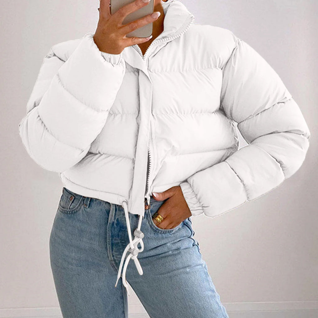 Women Long Sleeved Cropped Parkas.