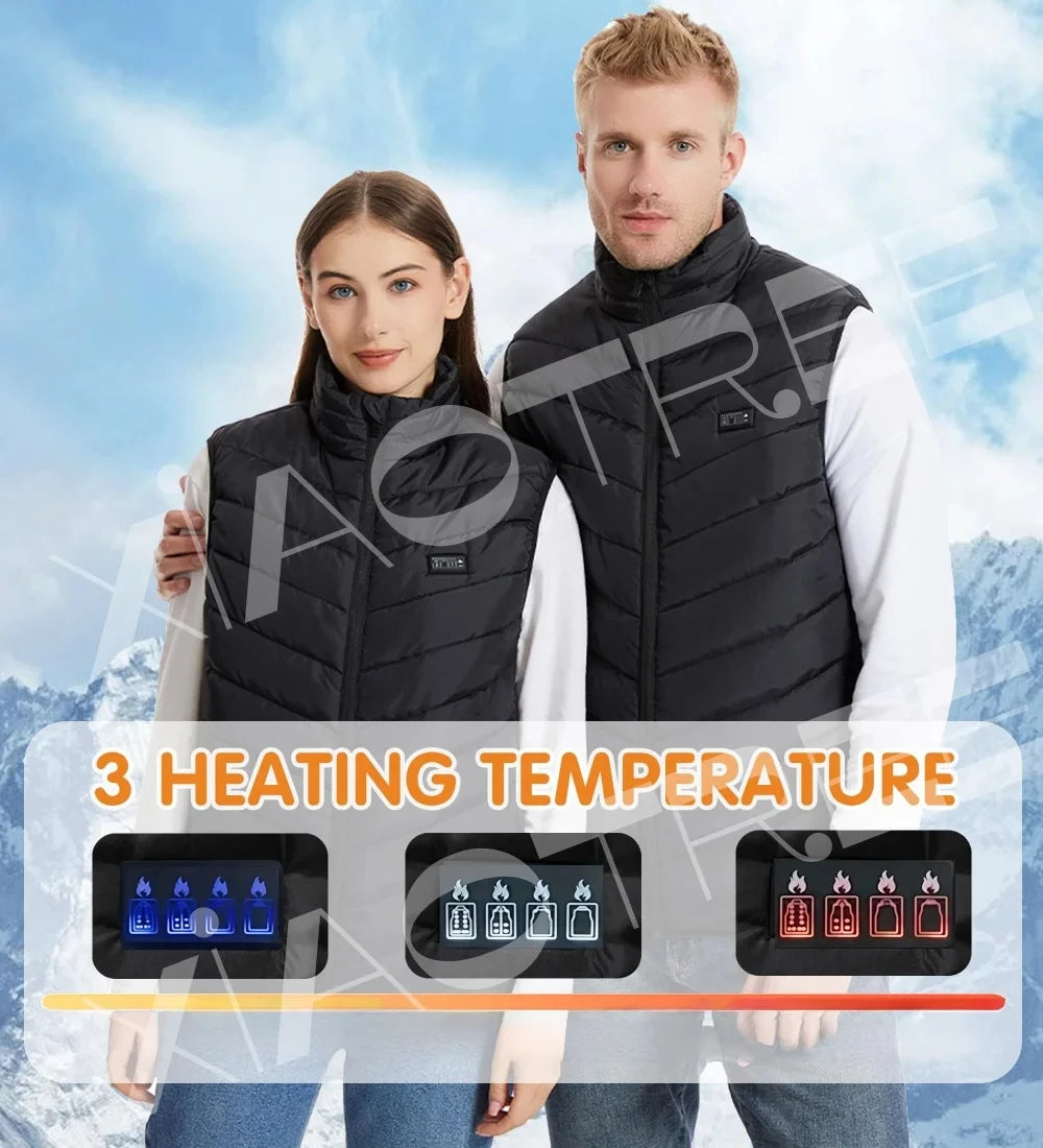 Heated vest jacket for men and women by Your Outdoors n' More, showing the snug, insulated design with heating elements visible.