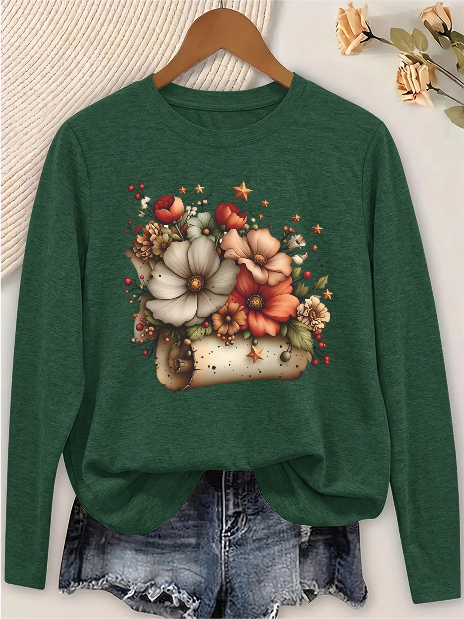 Women's Casual Long Sleeve Round Neck T-Shirt.
