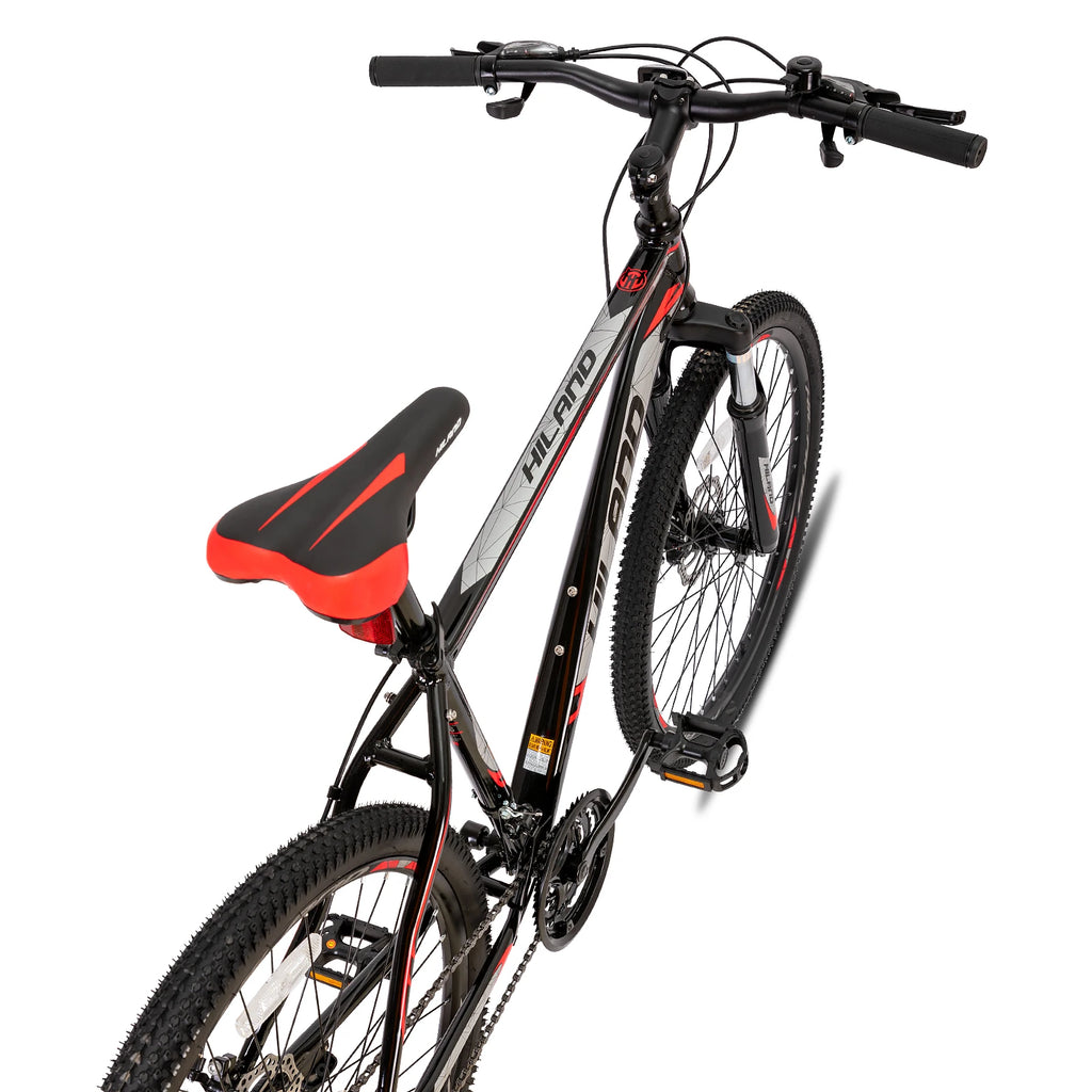 Mountain bike with Shimano 21-speed drivetrain and sturdy frame, designed for outdoor cycling adventures.