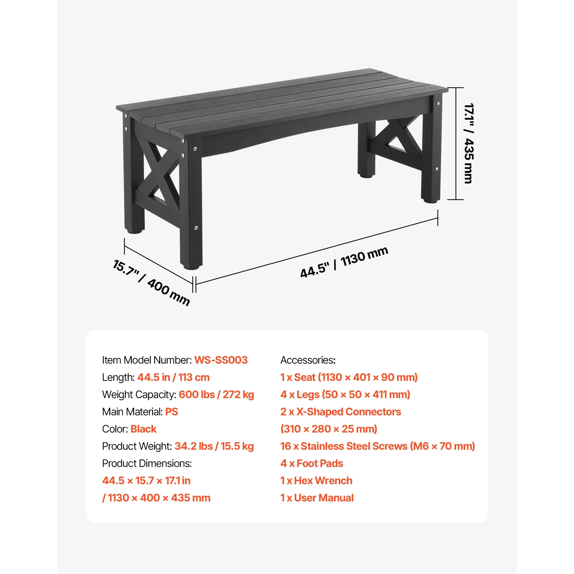Wooden and metal garden bench for outdoor use by Your Outdoors n' More, featuring a sturdy, rustic design with slatted wooden seat and metal frame.