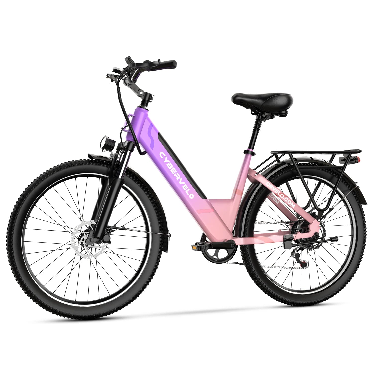 26-inch electric e-bike with 7-speed gear system from Your Outdoors n' More, featuring a sleek frame and battery pack.