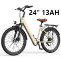 Electric mountain bike with 36V battery, 500W peak motor, and 21 speeds, suited for outdoor adventures and off-road riding.