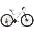 Hiland 20, 26, 27-inch women's mountain bike with 21-speed gears and lock-out suspension fork, outdoors riding on trail