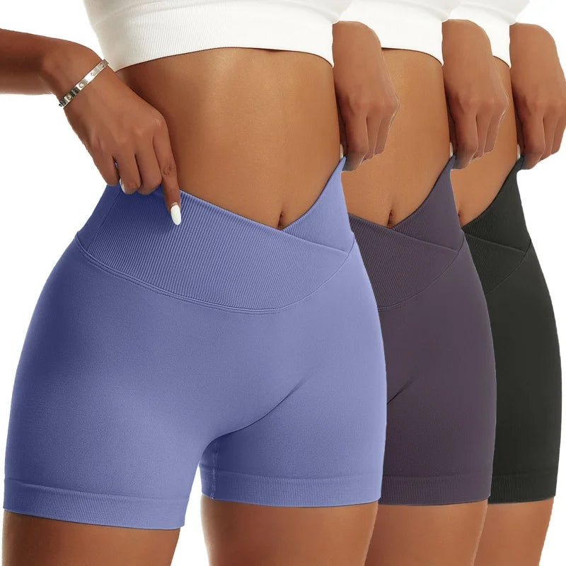 Three women's hip sports pants in black and gray, designed for active wear, by Your Outdoors n' More, shown on a model.
