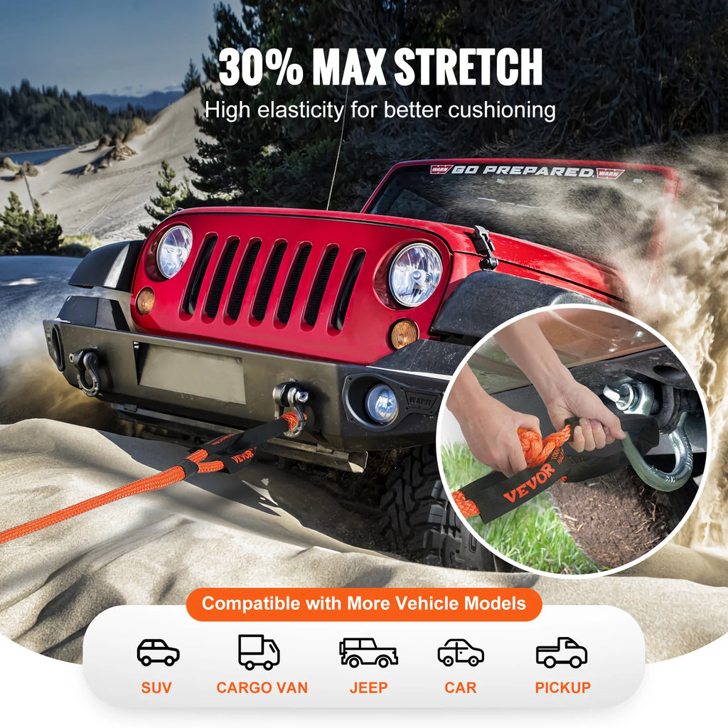 20/30 ft off-road towing rope by Your Outdoors n' More, durable snatch tow strap for vehicle recovery and off-road adventures