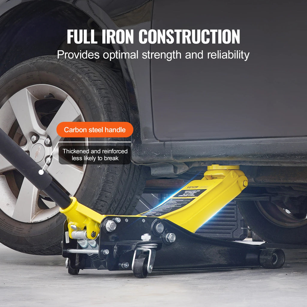 Heavy-duty 2-ton low profile floor jack from Your Outdoors n' More, showing the compact design and lifting mechanism