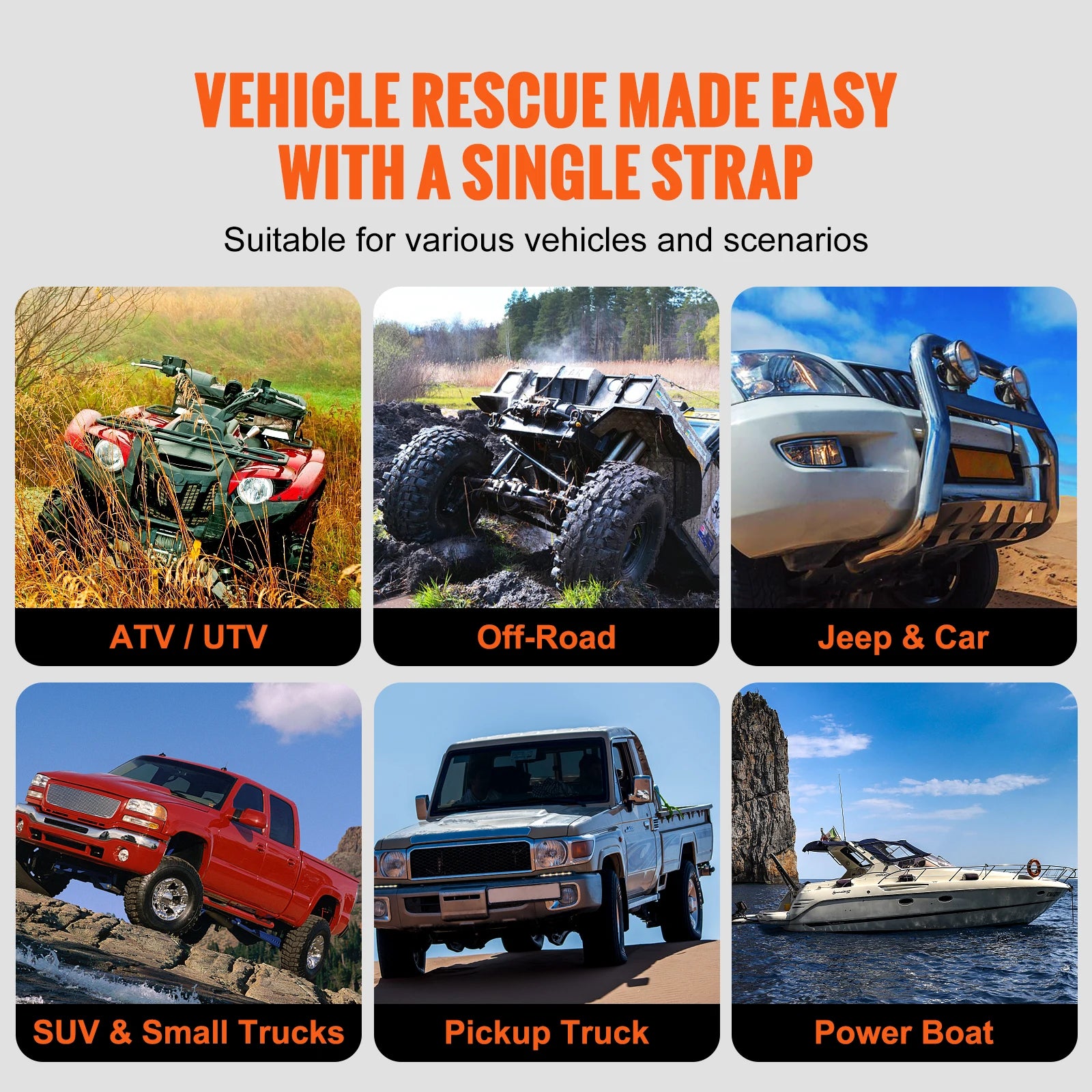 20/30 ft off-road towing rope from Your Outdoors n' More, durable snatch tow strap for vehicle recovery and off-road adventures.