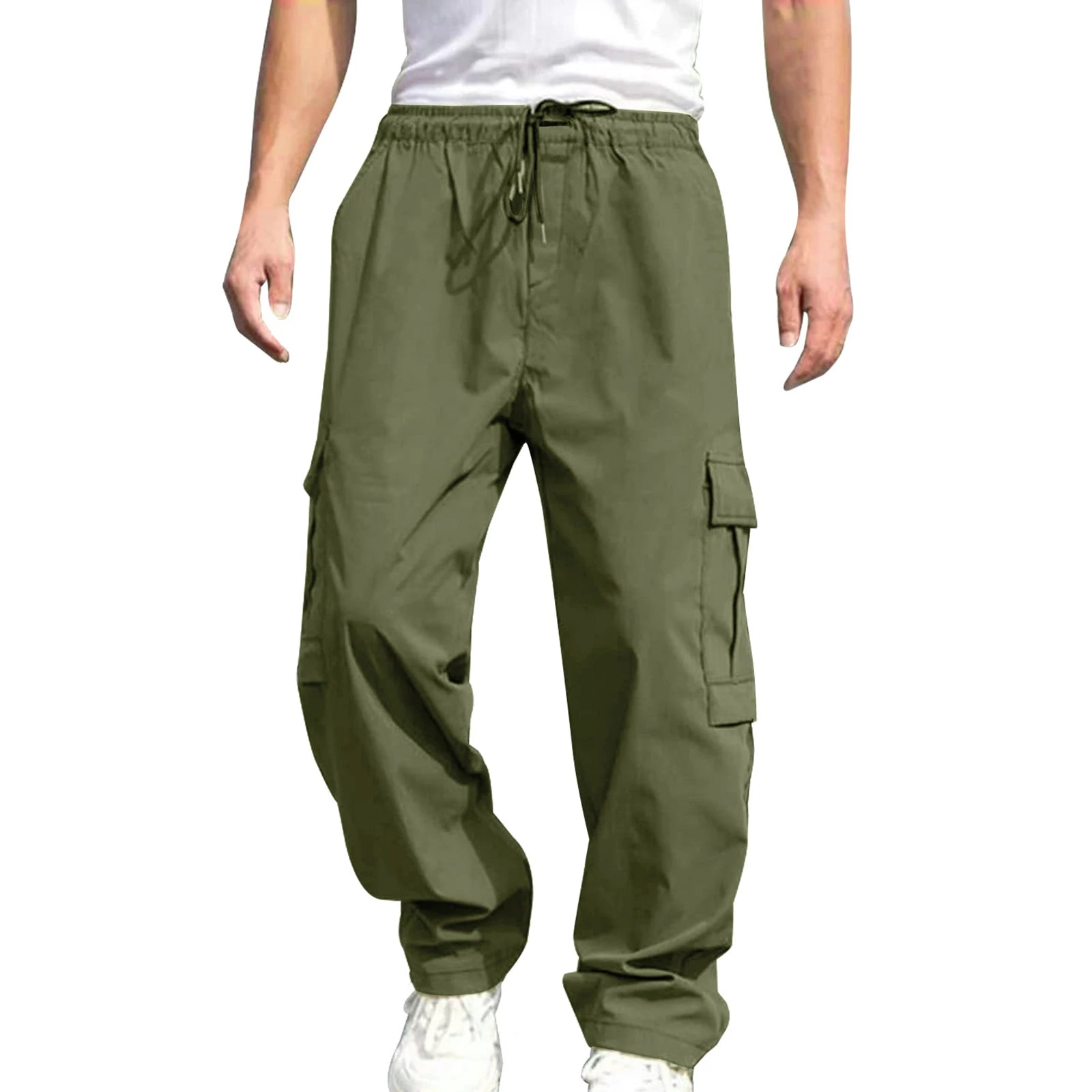 Men's loose cargo long pants by Your Outdoors n' More, featuring multiple pockets and relaxed fit in a neutral color.