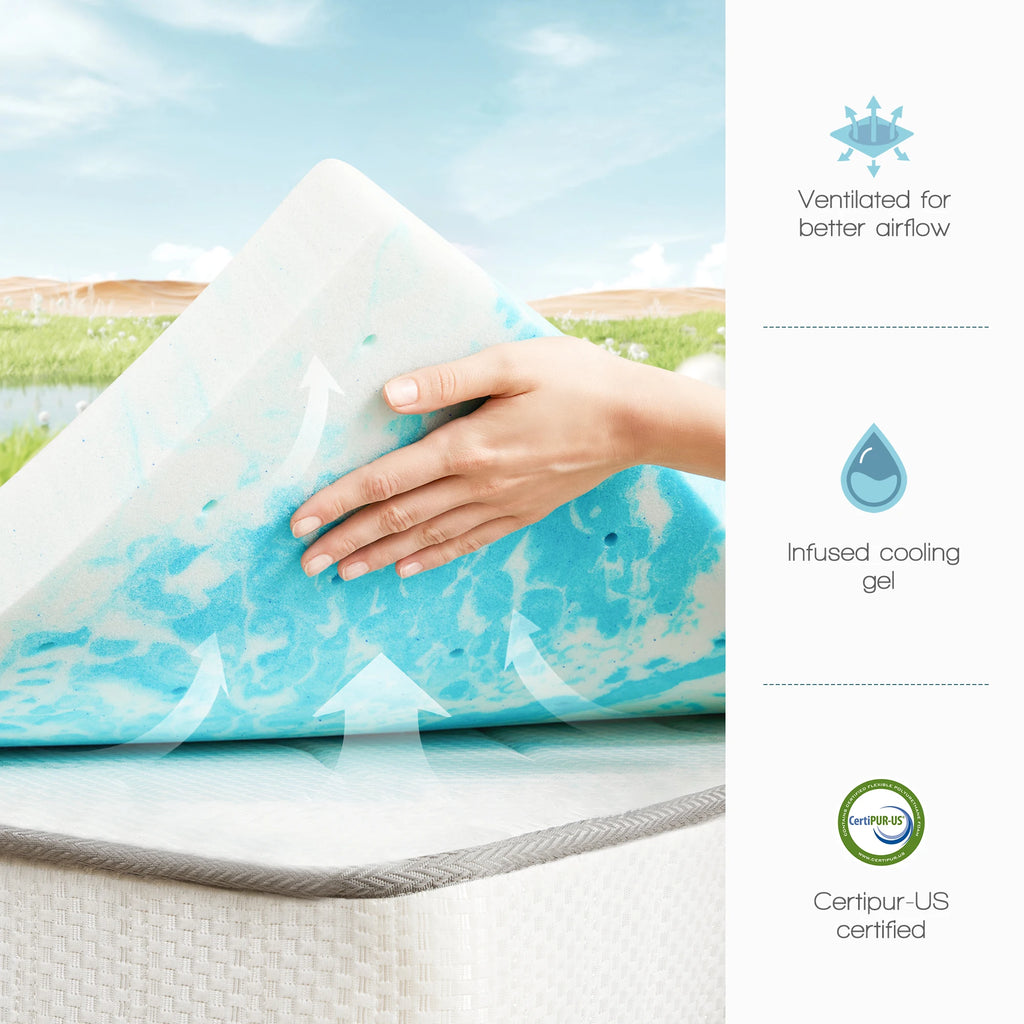 4 Inch Gel Memory Foam Mattress Topper.