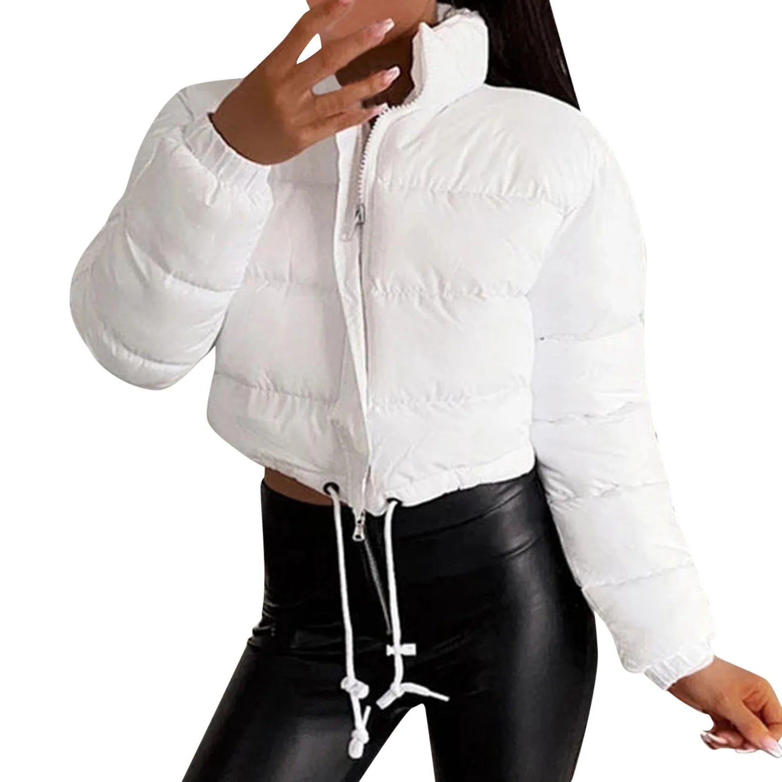 Women Long Sleeved Cropped Parkas.